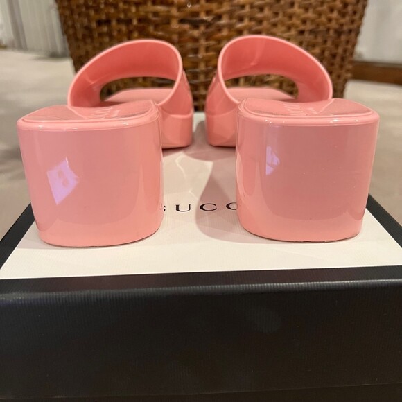 Gucci Women’s Rubber Slide Sandal Pastel Pink Size 7 - Picture 6 of 12